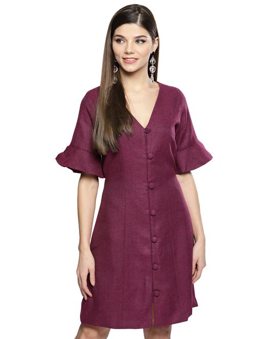 tie back button-up a-line dress - 17028250 - Very Small Image - 1