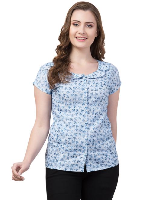 lapel neck button-up top - 17028281 - Very Small Image - 1