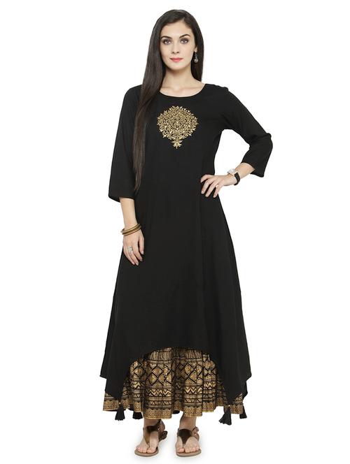foil print asymmetric kurta - 17028566 - Very Small Image - 1