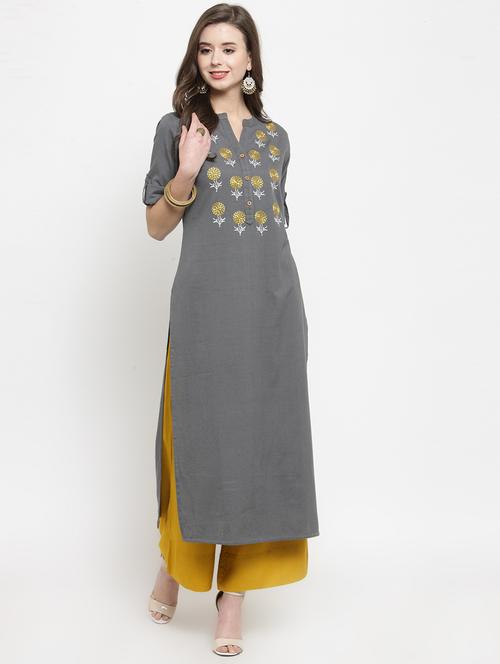 embroidered straight kurta - 17028619 - Very Small Image - 1