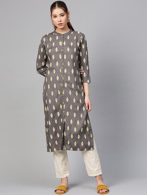 printed straight kurta - 17028620 - Very Small Image - 1
