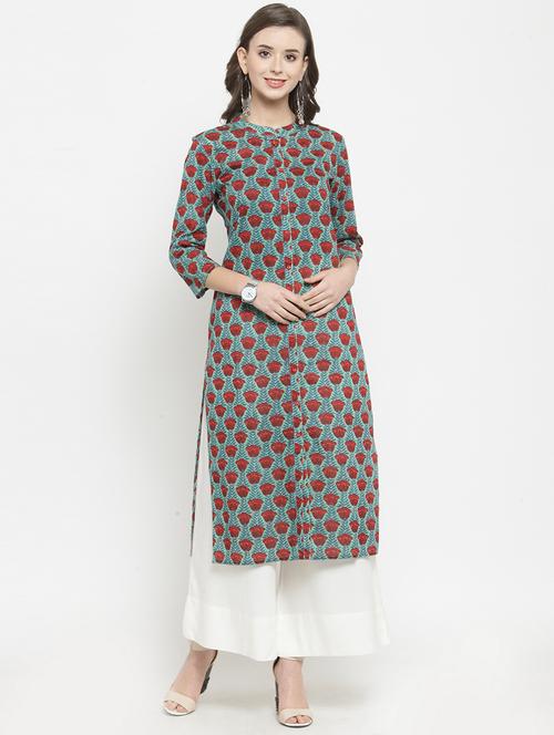floral straight kurta - 17028623 - Very Small Image - 1