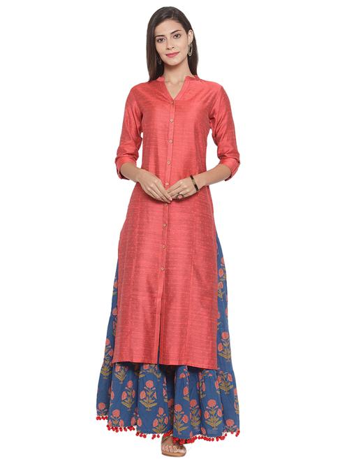 dobby art silk straight kurta - 17028677 - Very Small Image - 1