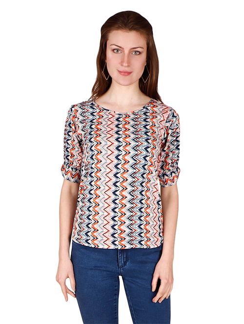 round neck chevron top - 17030015 - Very Small Image - 1