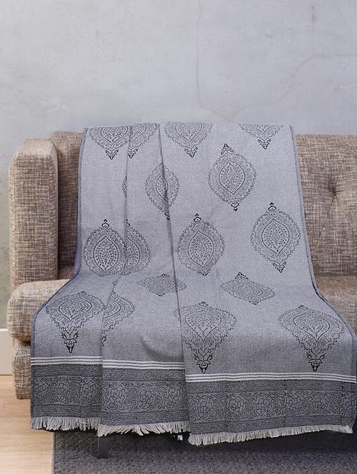texstylers (54x100 inches) cotton geometric block print throw (black) - 17030264 - Very Small Image - 1