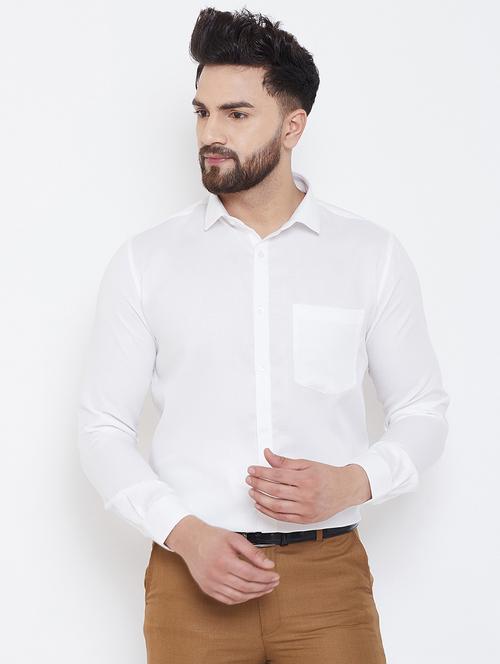 white solid formal shirt - 17031619 - Very Small Image - 1