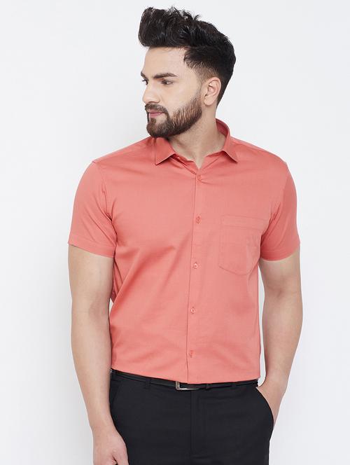 orange solid formal shirt - 17031624 - Very Small Image - 1