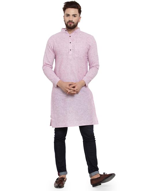 purple cotton long kurta - 17031957 - Very Small Image - 1