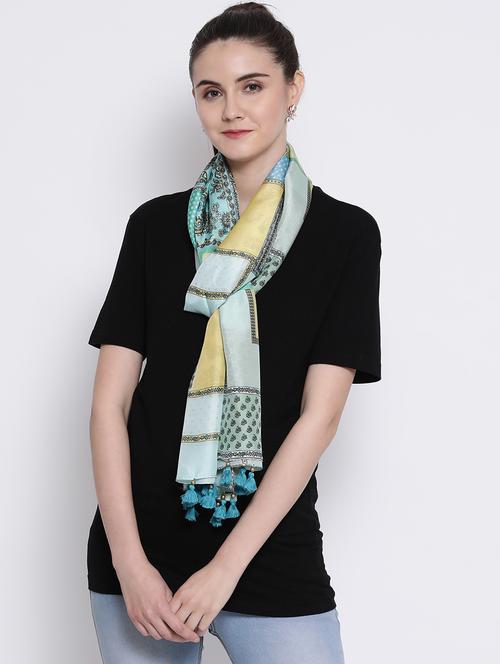 blue pure silk stole - 17032647 - Very Small Image - 1