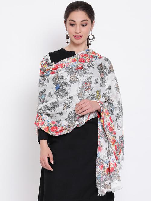 white modal silk stole - 17032663 - Very Small Image - 1