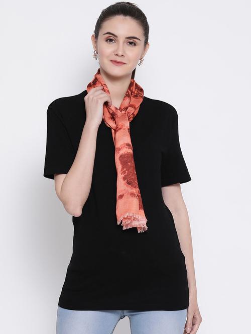 orange modal silk stole - 17032678 - Very Small Image - 1