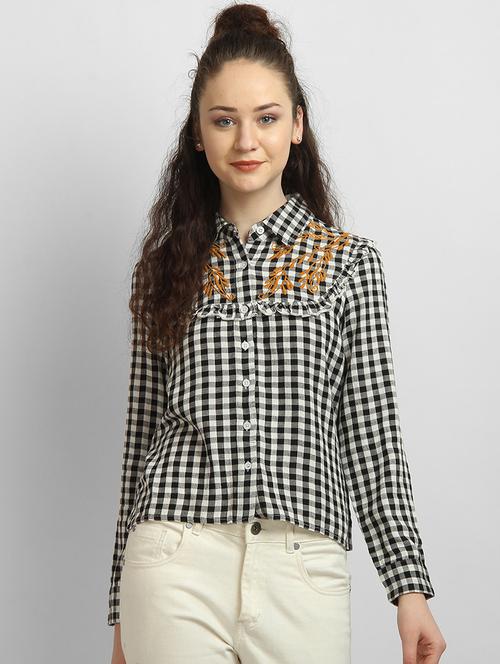 embroidered checkered shirt - 17032776 - Very Small Image - 1