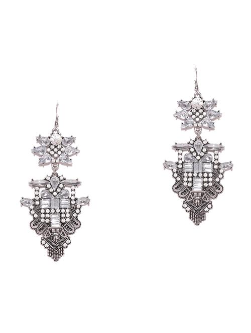 white silver plated chandellier earring - 17034250 - Very Small Image - 1