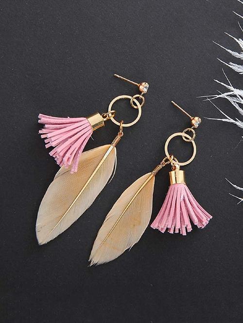 pink gold plated drop earring - 17034308 - Very Small Image - 1