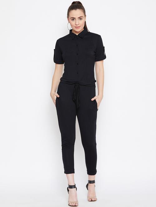 tie front full leg jumpsuit - 17035084 - Very Small Image - 1