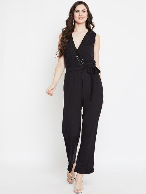 tie front full leg jumpsuit - 17035086 - Very Small Image - 1