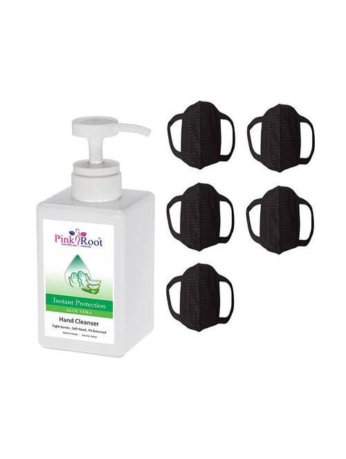 pink root aloe vera cleanser 500ml with black face mask 5pcs (1 cleanser, 5 black mask) - 17035201 - Very Small Image - 1