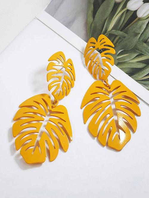 yellow gold plated drop earring - 17035581 - Very Small Image - 1