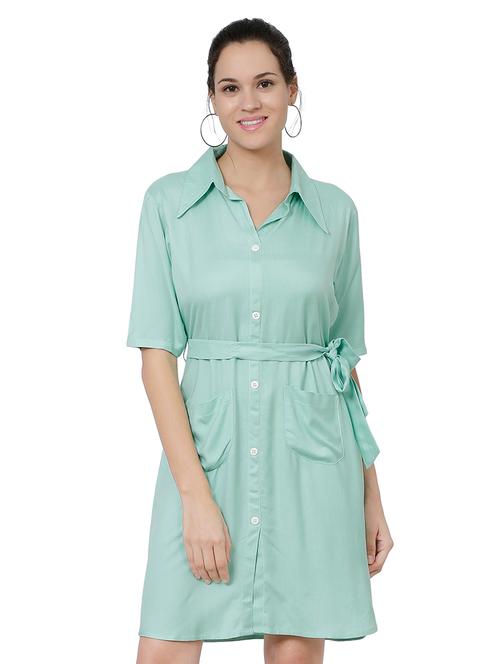 neo mint tie front shirt dress - 17059281 - Very Small Image - 1
