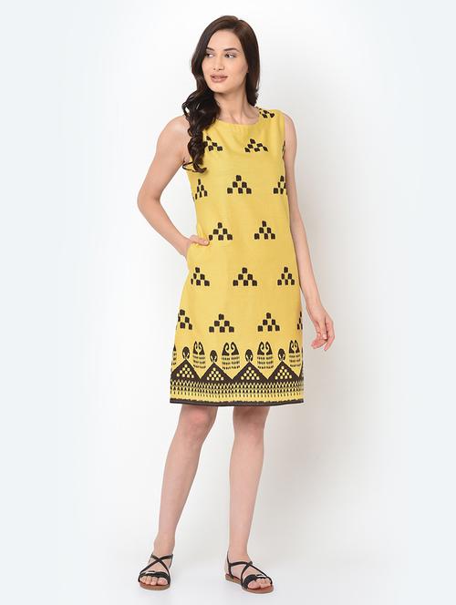 printed a-line ethnic dress - 17060712 - Very Small Image - 1