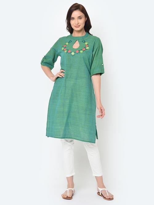 embroidered straight kurta - 17060716 - Very Small Image - 1