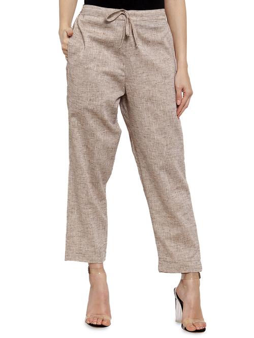 women self design calf length tailored pants - 17060966 - Very Small Image - 1
