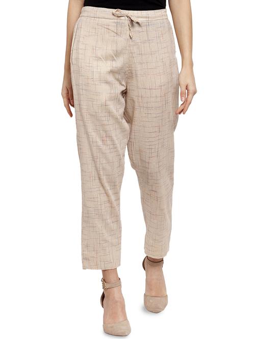 women self design calf length tailored pants - 17060970 - Very Small Image - 1