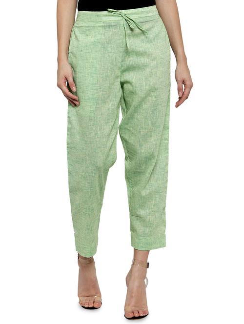 women self design calf length tailored pants - 17060977 - Very Small Image - 1