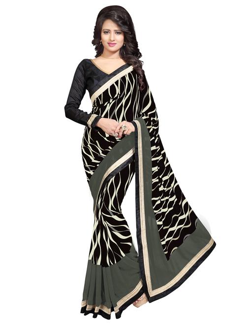 abstract printed saree with blouse - 17061362 - Very Small Image - 1