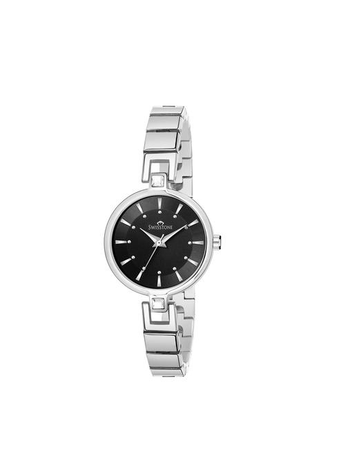 swisstone jewels139-blkslv silver plated bracelet wrist watch for women - 17062037 - Very Small Image - 1