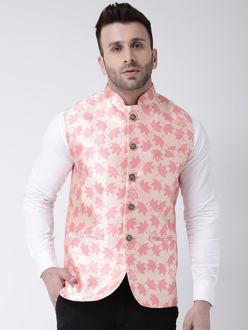 pink printed nehru jacket - 17063771 - Very Small Image - 1