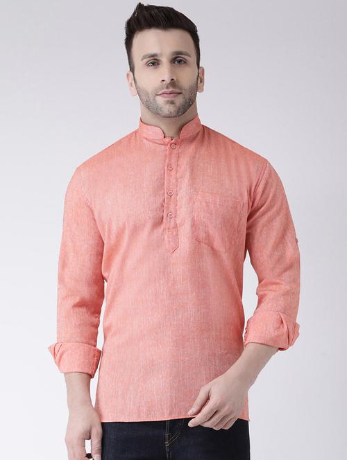 orange solid short kurta - 17063783 - Very Small Image - 1