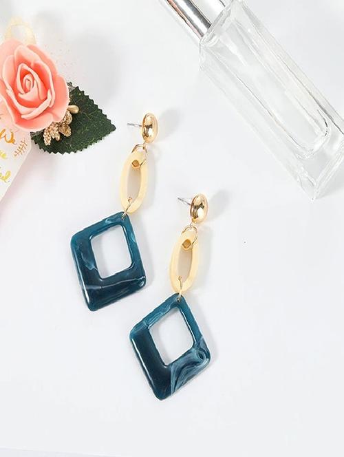 blue gold plated drop earring - 17063909 - Very Small Image - 1