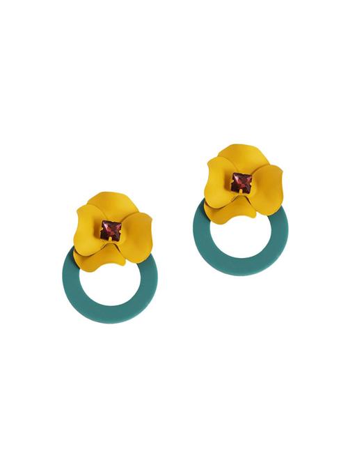 yellow gold plated drop earring - 17063916 - Very Small Image - 1