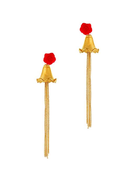red gold plated drop earring - 17063924 - Very Small Image - 1