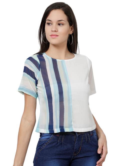color block crop top - 17064401 - Very Small Image - 1