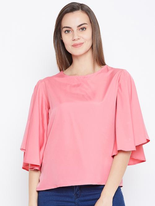 flutter sleeves solid top - 17064444 - Very Small Image - 1