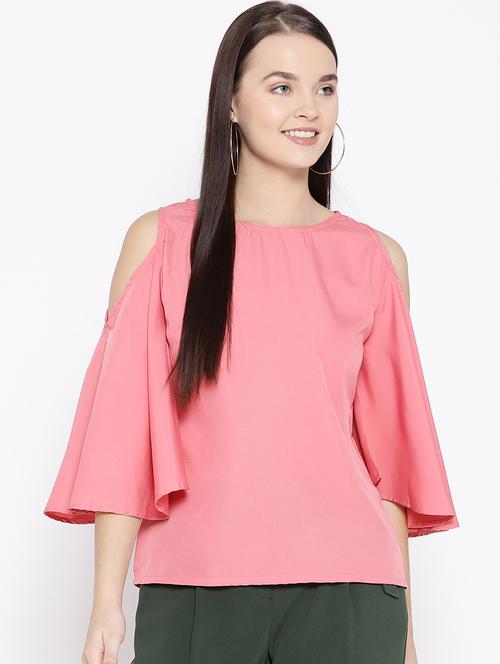 cold shoulder solid top - 17064455 - Very Small Image - 1