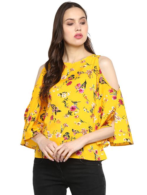cold shoulder floral top - 17064459 - Very Small Image - 1