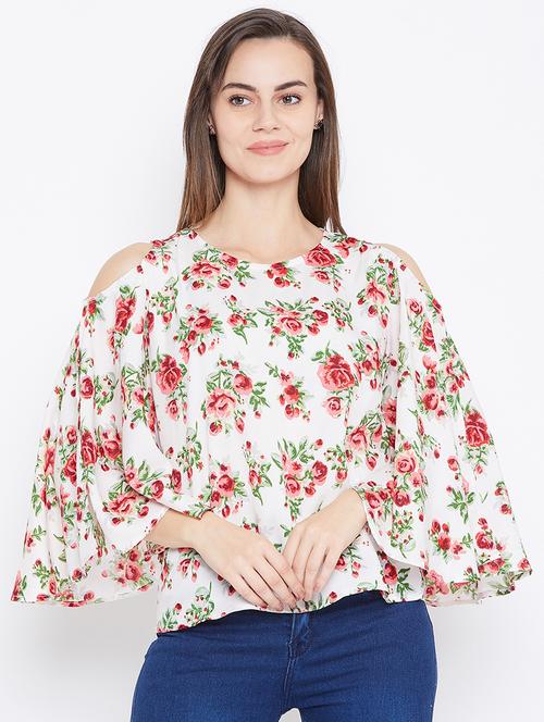 cold shoulder floral top - 17064460 - Very Small Image - 1