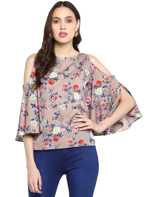 cold shoulder floral top - 17064461 - Very Small Image - 1