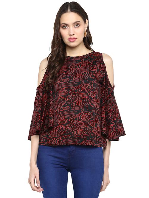cold shoulder floral top - 17064464 - Very Small Image - 1