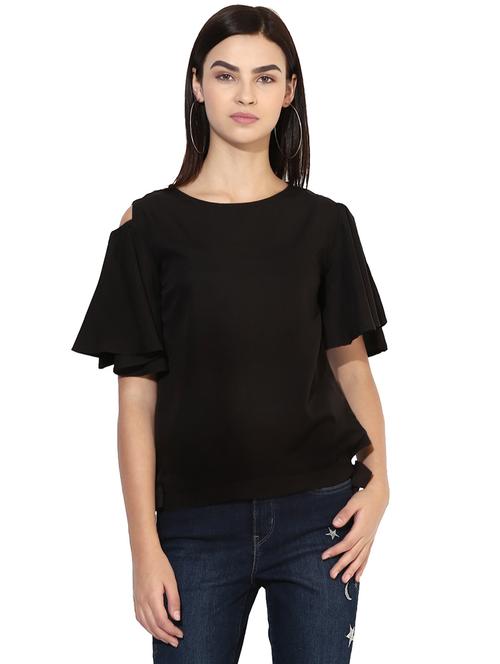 tie knot detail cold shoulder top - 17064474 - Very Small Image - 1