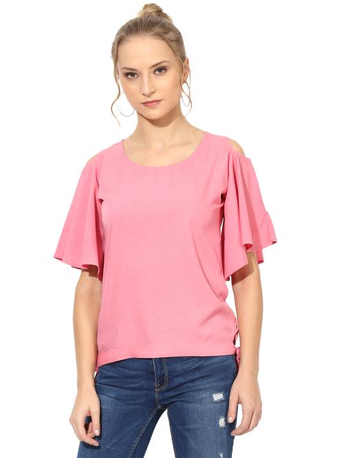 tie knot detail cold shoulder top - 17064476 - Very Small Image - 1