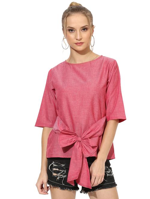 tie front solid top - 17064480 - Very Small Image - 1