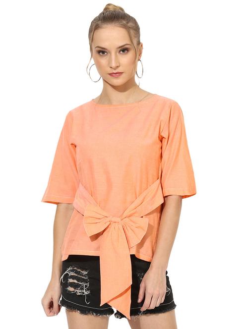 tie front solid top - 17064481 - Very Small Image - 1