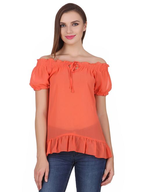 off shoulder tie up neck top - 17064525 - Very Small Image - 1