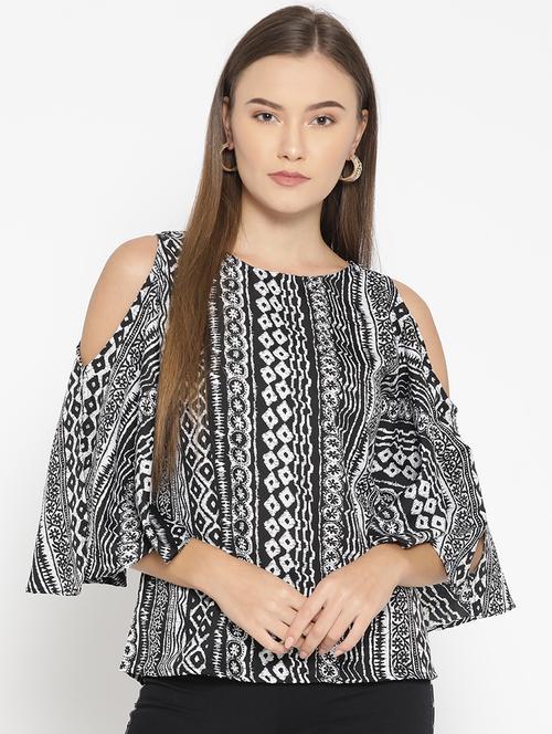 cold shoulder printed top - 17064532 - Very Small Image - 1