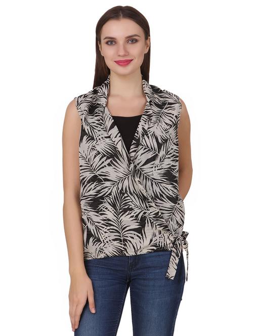 tropical print wrap top - 17064534 - Very Small Image - 1