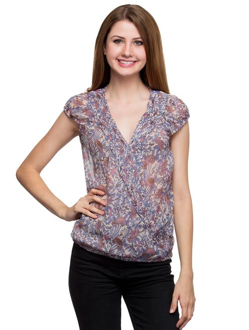 v neck floral top - 17064541 - Very Small Image - 1
